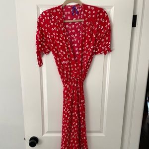 Seraphine Red Midi Wrap Maternity Dress - Size US 4